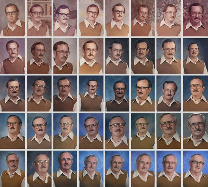 U.S. Teacher Wears Same Outfit For Yearbook Photo 40 Years In A Row. At Year 20, “Well This Is My Life Now”