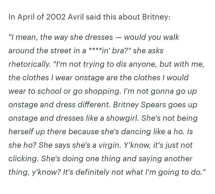 Kinda Depressing How Old This Mentality Goes, Way Before Britney And Avril
