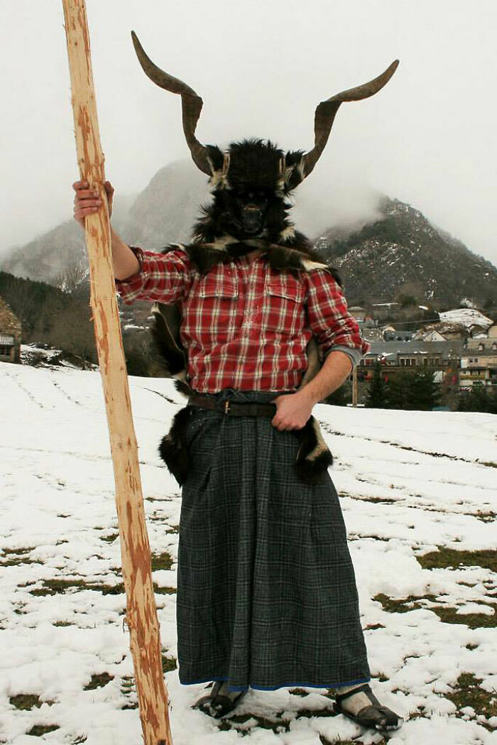Traditional "Tranga" Suit In Aragon, Spain. The Tradition Is Pre-Christian And Still Carries On Today