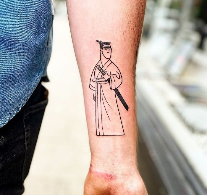 Samurai Jack forearm tattoo