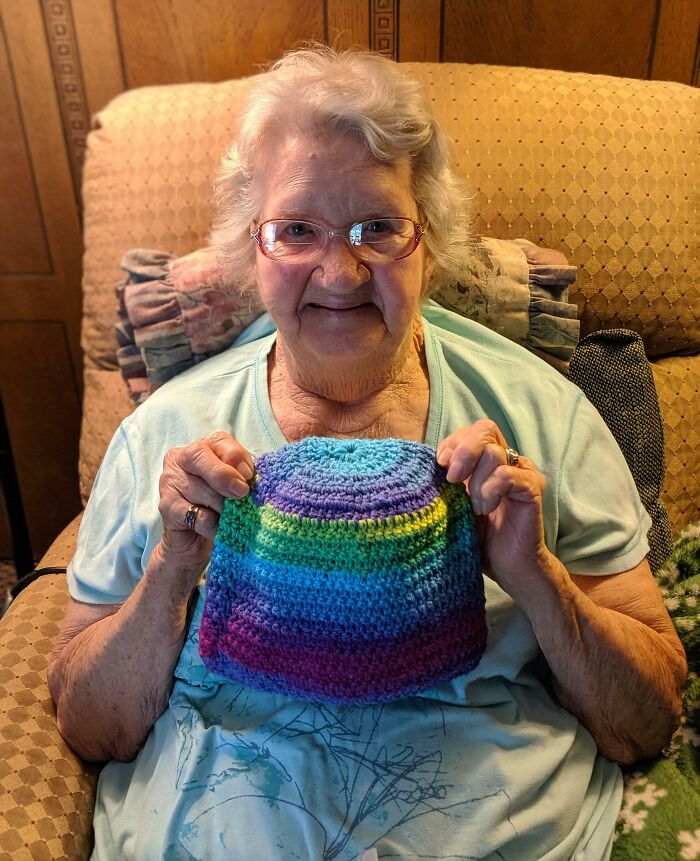 Every Year My Grandma Crochets Hats For Kids In Need. This Year One Of Her Assigned Teens Wrote That They Were Bi. She Asked Me What It Meant, And I Explained