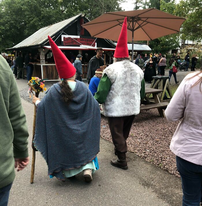 I Went To A Renaissance Fair Yesterday And Saw This Elderly Couple Dressed Up As Gnomes And Holding Hands