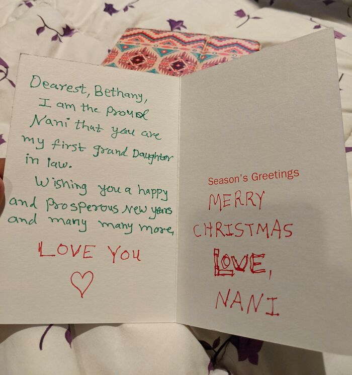 We Moved To The US From India And My Grandma Can Only Speak Very Broken English But Had Me Help Correct Her And Spend Over An Hour To Write A Card In English For My Wife