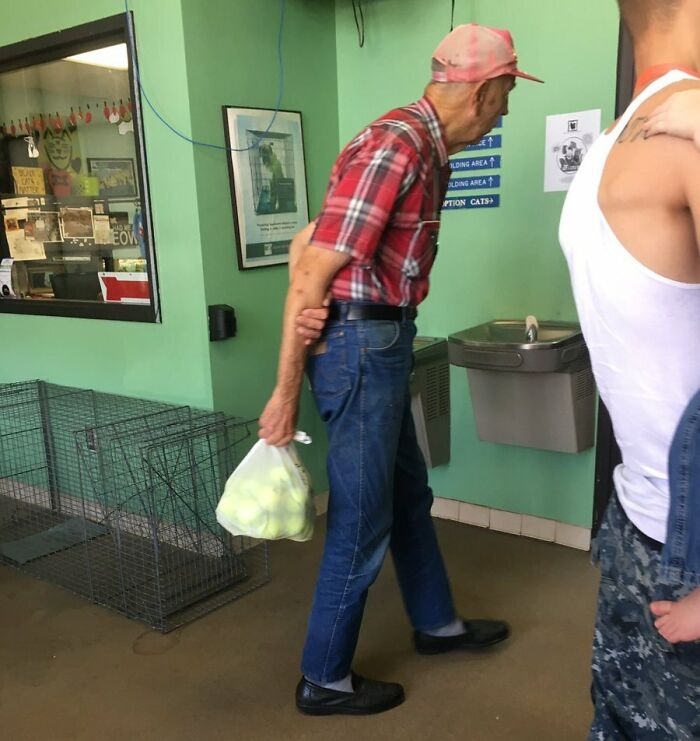 This Old Man Is Donating Tennis Balls To The Animal Shelter