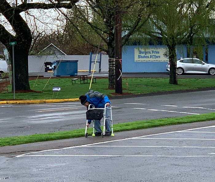 For At Least 13 Years, Rain Or Shine, This Little Old Man Spends Every Morning Walking Around His Tiny Town Picking Up Trash