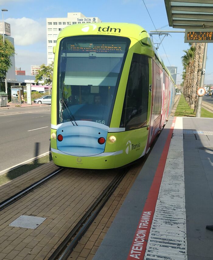 The Tram In My City (Murcia, Spain) Has A Little Mask On It