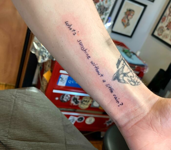 Dads Handwriting With A Quote From A Logic Song