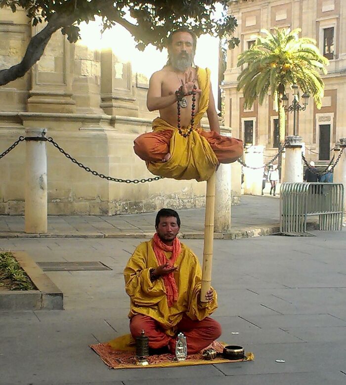 Some Very Peaceful Street Performers In Seville, Spain