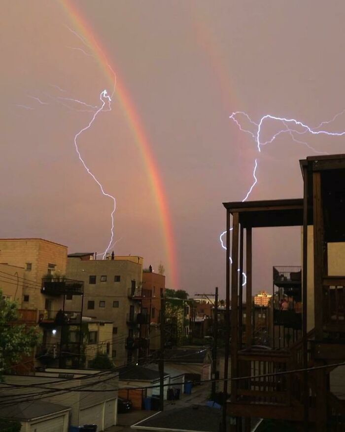 Double Rainbow Strike Over Chicago, Il