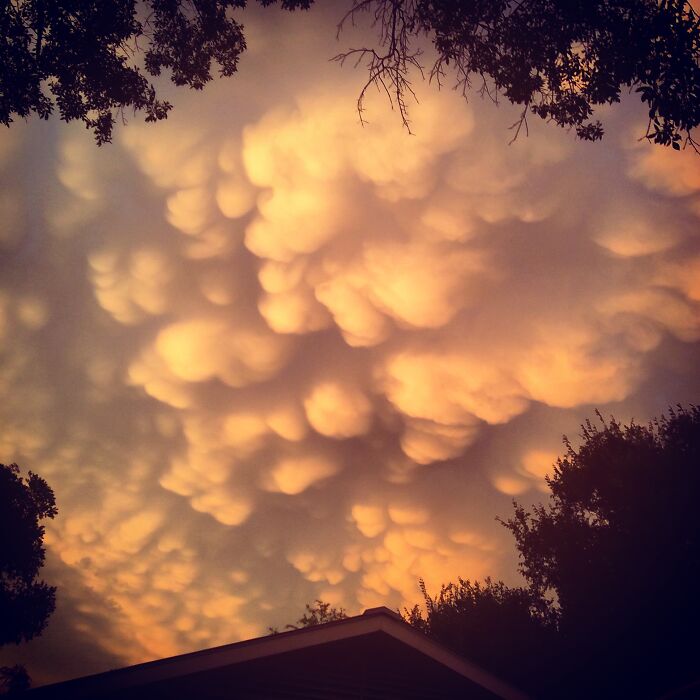 In The Spring Of 2015, Our Home In Austin Tx Was Flooded. The Sky In May Of That Year Was My First And So Far Last Time To See Mammatus Clouds In Person. Shot Taken From My Driveway. No Filters Or Enhancements To The Image