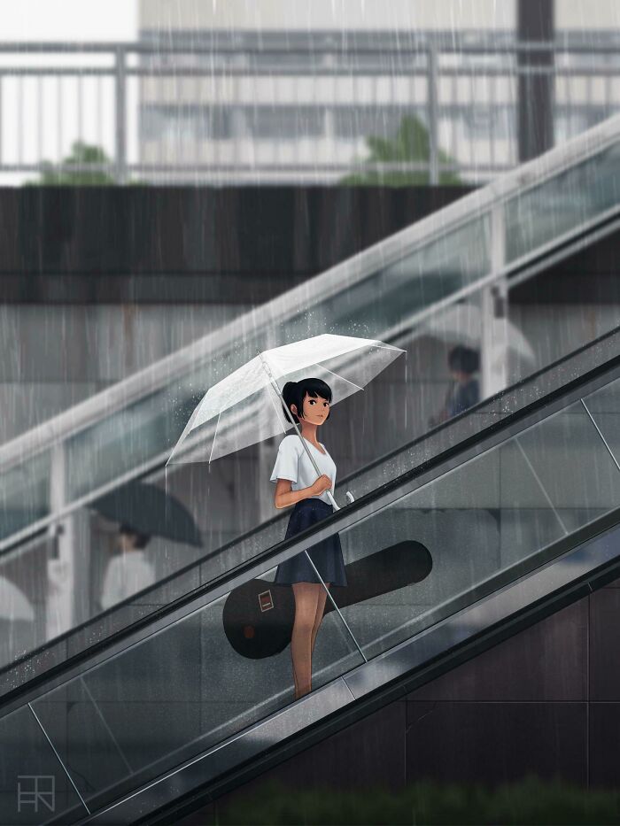 A Digital Painting I've Done Inspired By Rainy Season In Japan!