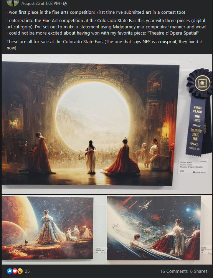 CEO Of Game Studio Passes Ai Generated Art As His Own And Wins A Competition, And His Fb Contacts Are Eating It Up