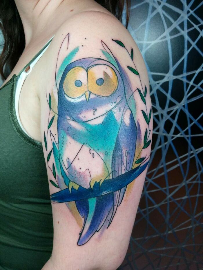 My Watercolor Owl By Russell Van Schaick At Hart And Huntington In Orlando, Florida