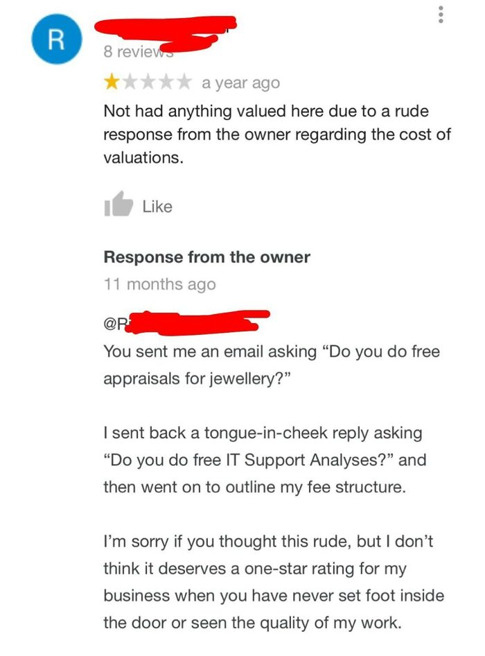 I’m Giving These Guys My Business, Not Because Of Their Many 5-Star Reviews, But Because Of Their Only 1-Star Review
