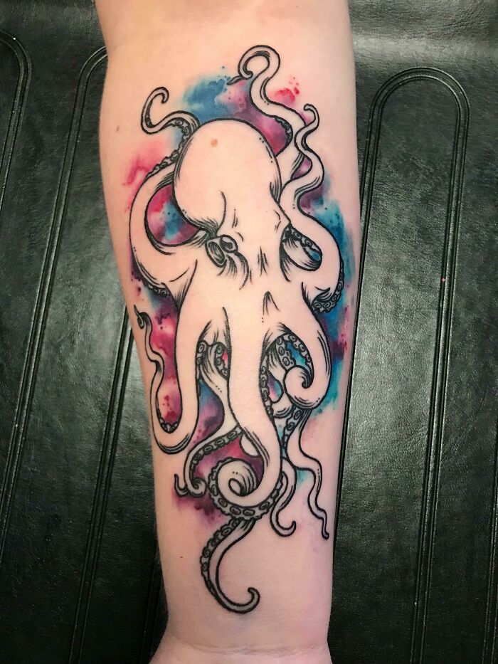 Watercolor Octopus By Stephanie Johnson At The Original Golden Spike Tattoo In Ogden, UT