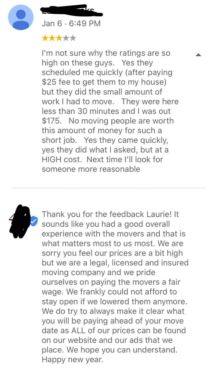 My Family Owns Small Moving Company. Seems Like Even When We Do Everything Right, We’re Still Wrong (P.S. All Of Our 50+ Reviews Are 5 Star Except This One)