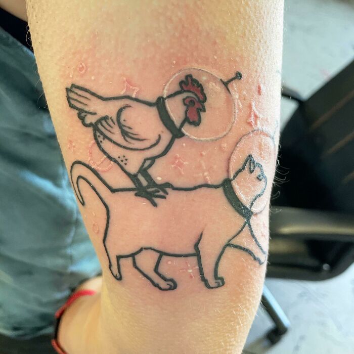 My Beloved Pets Memorial Tattoo. Stevie Chicks Riding On Stellarcat’s Back In Space