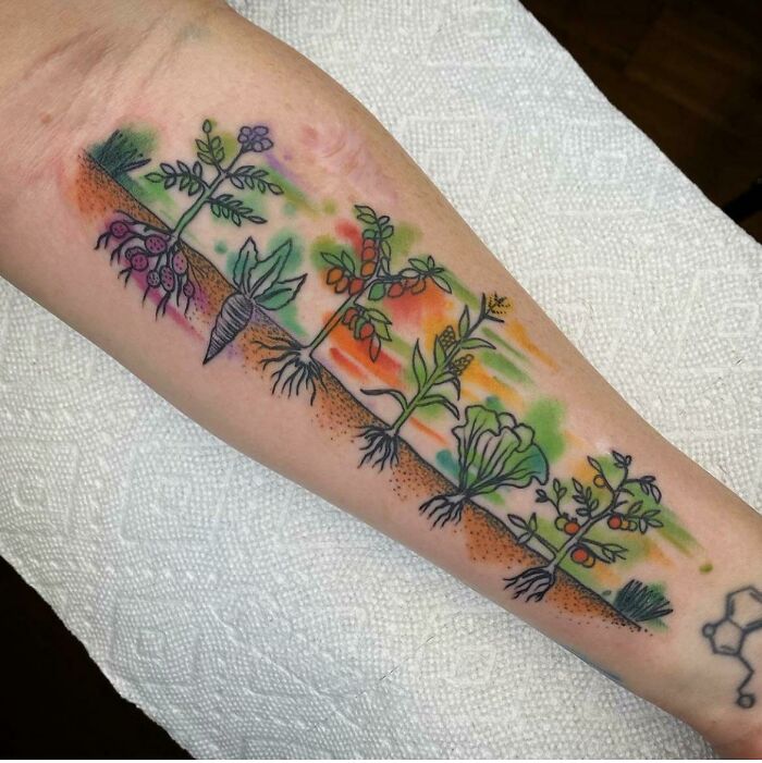 Watercolors Garden Tattoo By MJ At Electric Blue Tattoo In Raleigh, NC