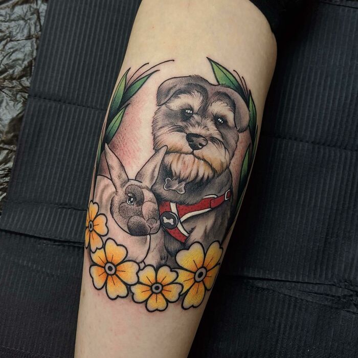 Dog and bunny tattoo 