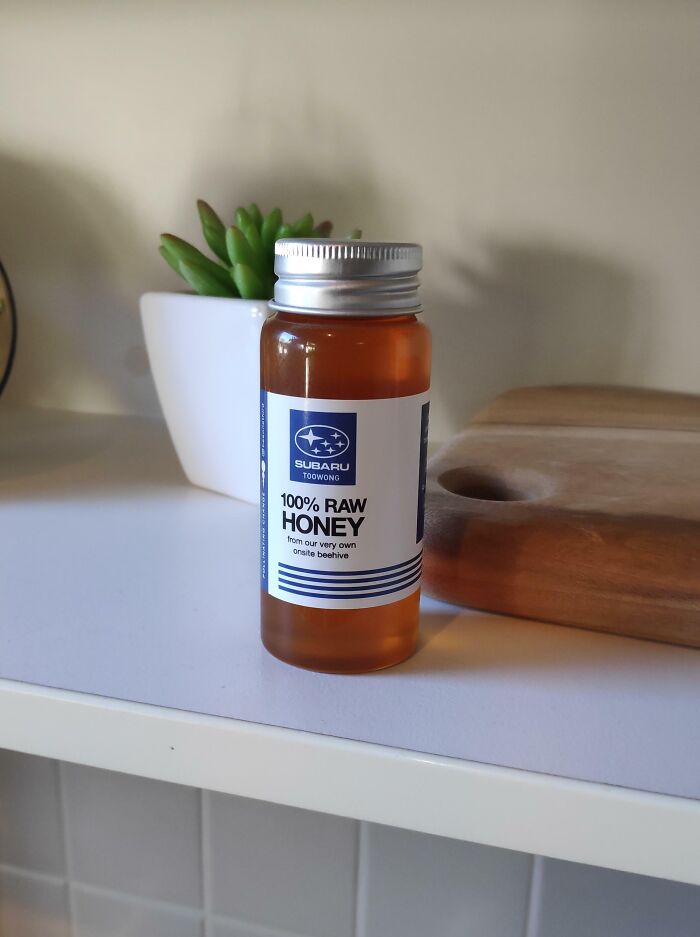 Subaru Branded Honey From My Local Dealership. Harvested From Their Rooftop