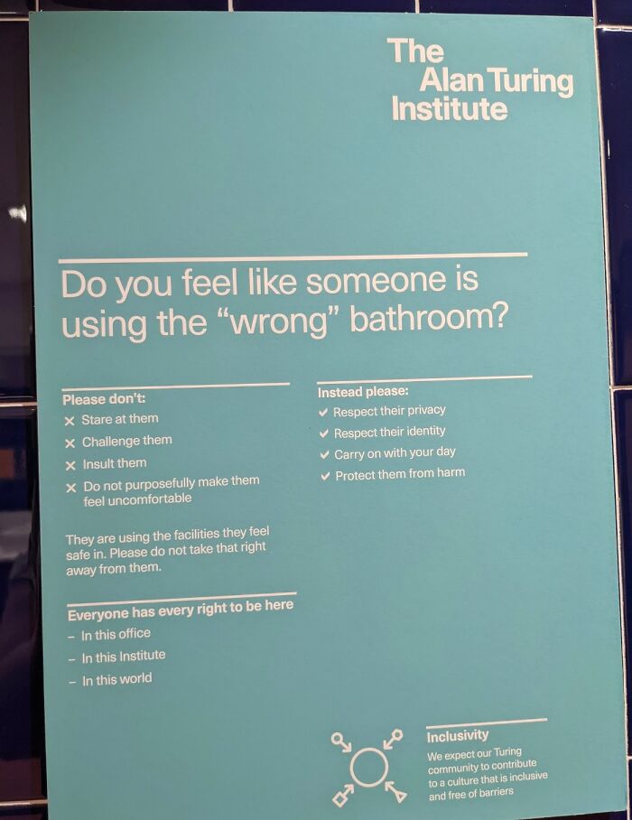 Someone Spotted This Sign In The Bathroom At Alan Turing Institute