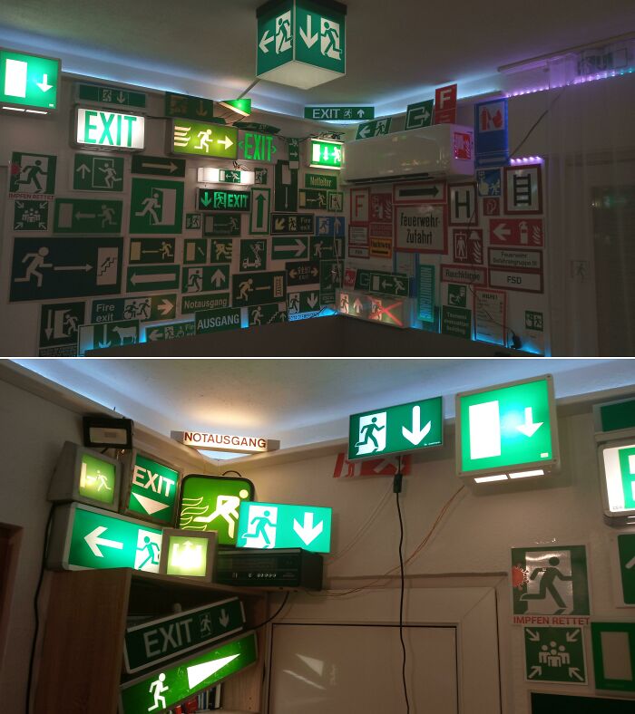 These Are Most Of The Exit And Fire Safety Signs I Collected Over The Past 2 Years