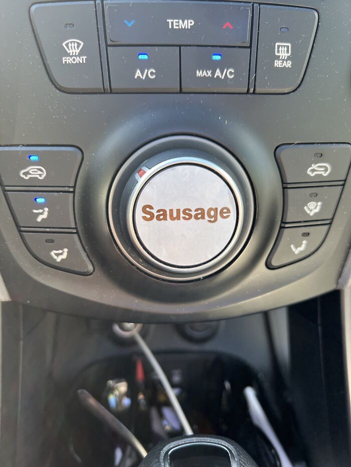 The Mcdonalds “Sausage” Sticker Fits Perfectly Over My Air Conditioning Knob