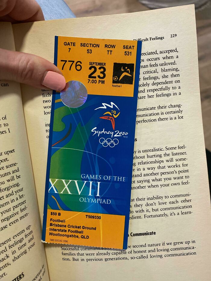 This Second Hand Book I Bought Online Has A Ticket To The 2000 Sydney Olympics Inside It