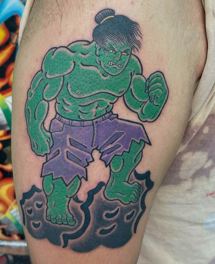 Japanese Style Hulk By Blake Chambers At Mom’s Tattoos, Austin, TX