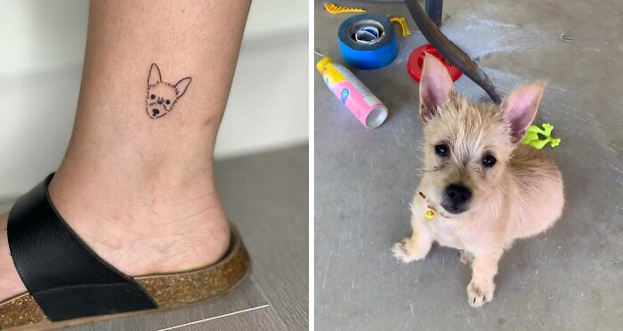 Puppy’s face ankle tattoo