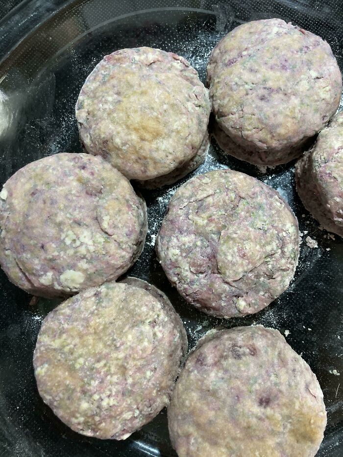 Made Sweet Potato Biscuits With Purple Sweet Potatoes...got Something That Resembles The Nasty Patty From Spongebob Instead