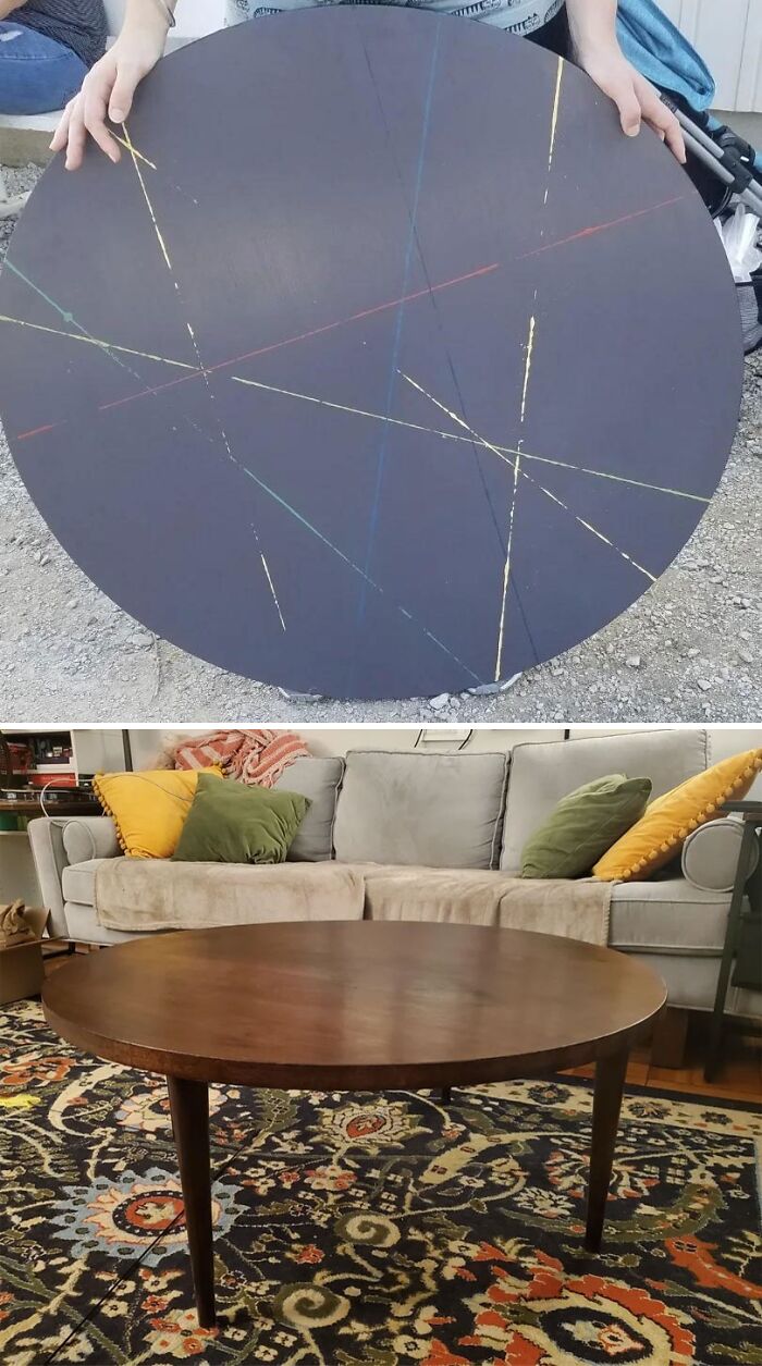 I Bought This Coffee Table In 2018 For $15 At A Flea Market Because It Was Cheap And I Needed Something For My Living Room. Finally Got Around To Stripping It This Weekend