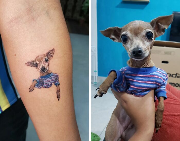 Dog wearing a sweater tattoo 