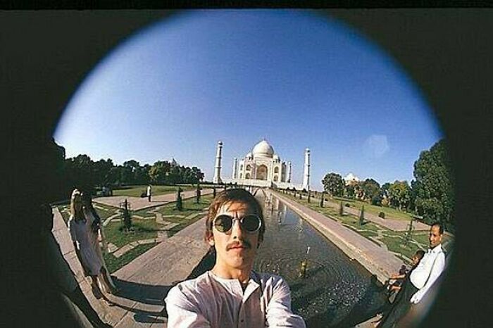 George Harrison Of The Beatles Taking A Selfie At The Taj Mahal In 1966 