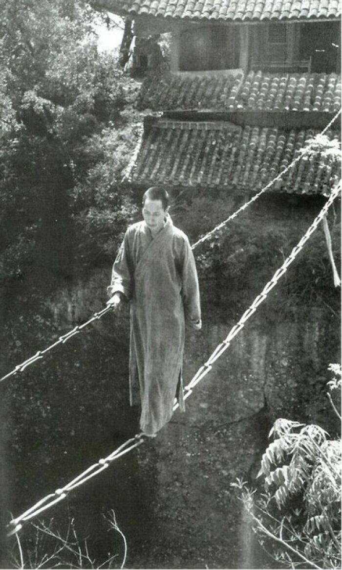Simple Bridge Made From Two Chains In China, Circa 1930 
