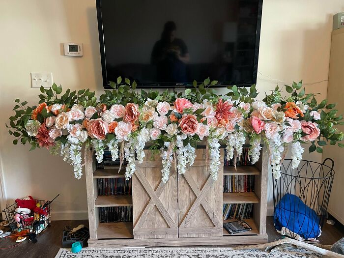 Floral Arrangement For My Ceremony Fireplace - And How I Made It!
