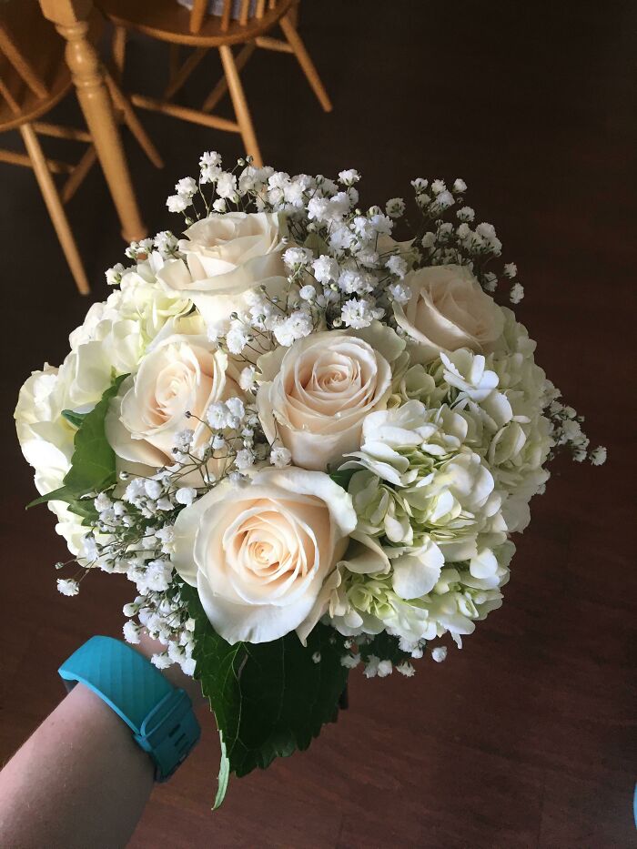 First Attempt At Making A Fresh Floral Bridal Bouquet, Any Suggestions For Improvement?