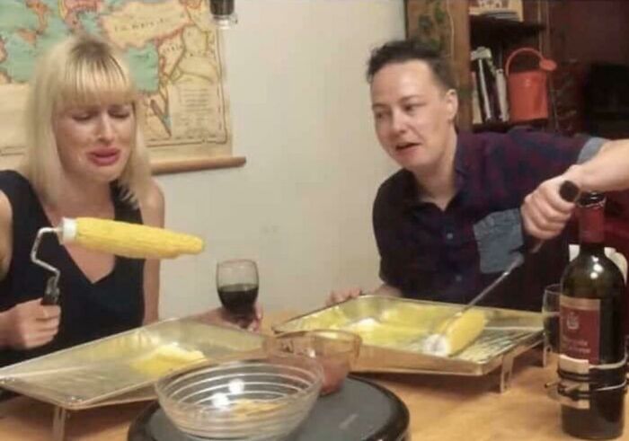 Courtney Like And Elon Mursk Enjoying A Bite Of Corn