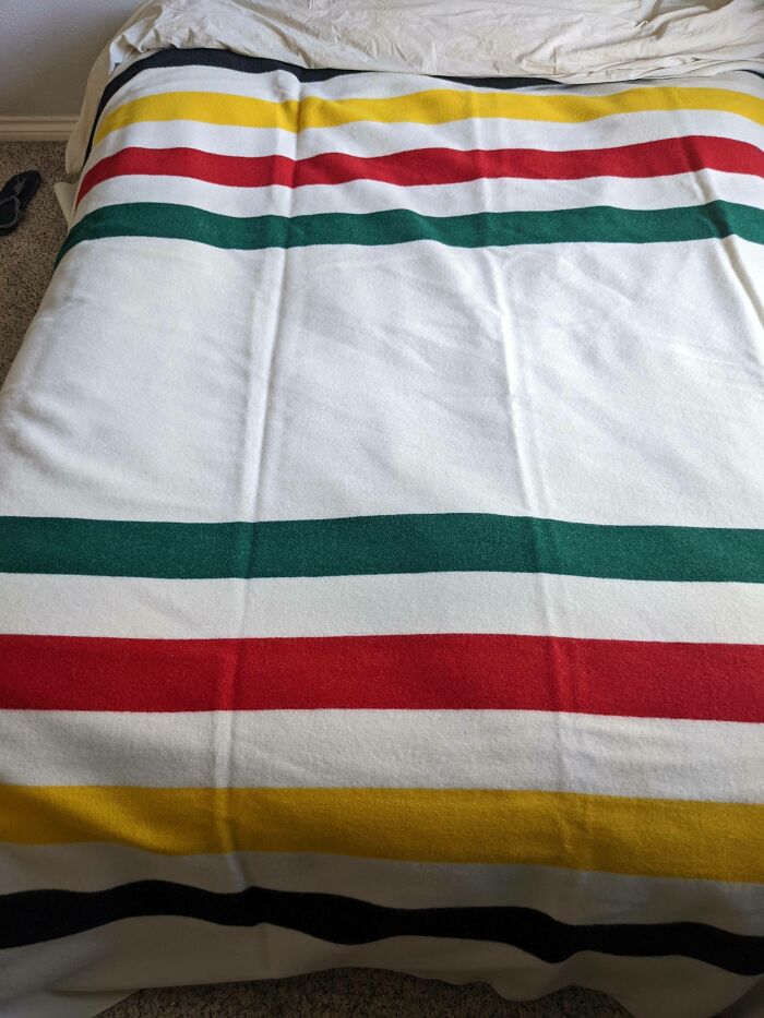 Got This Queen Sized Pendleton Blanket For $114 At The Mill In Pendleton, Oregon. It Is A Factory Second. It Brings A Strange Amount Of Joy Despite Just Being A Blanket