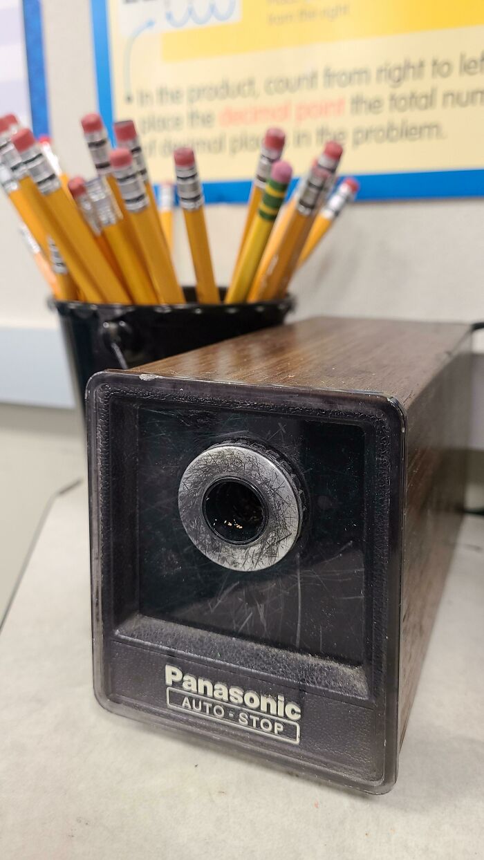 I Teach 5th And 6th Grade Math. I Inherited My Grandmother's Pencil Sharpener From My Aunt About Five Years Ago And This Beast Has Been Tirelessly Working In My Classroom For Three Years. I Have No Idea How Old It Is, But It's Certainly Older Than All The Students And Some Of The Teachers
