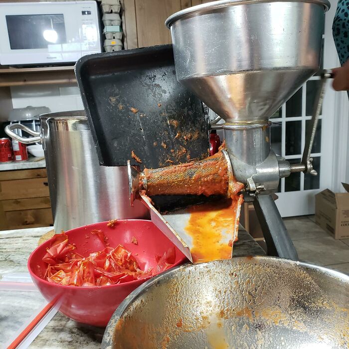 Made And Canned Tomato Sauce Yesterday With My Mother's 50 Year Old Squeezo Strainer