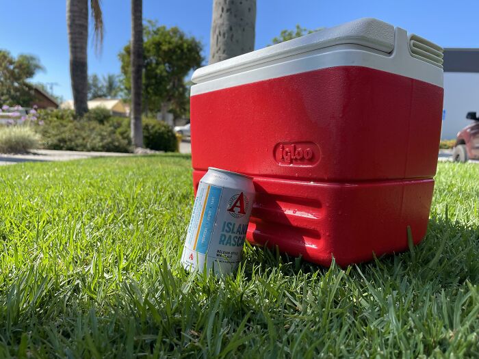 Pretty Sure This Little Igloo Cooler Is Older Than I Am. Picked It Up At A Thrift Shop And Have Used It Almost Every Day For Years. It’s Been Full Of Caught Fish, Drinks, Food, Etc. Holds Up Great And You Can Still Buy Them New - Which If I’m Right Is The Point Of This Sub (Can For Scale/Drinking)