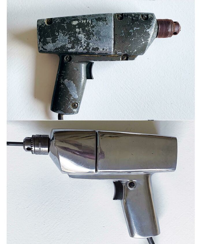 1970's Montgomery Ward Powr Kraft Drill. Before And After. Still Works Great