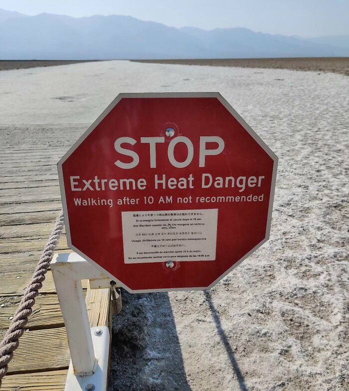 "Stop Extreme Heat Danger" Warning Sign, Death Valley National Park, California, United States