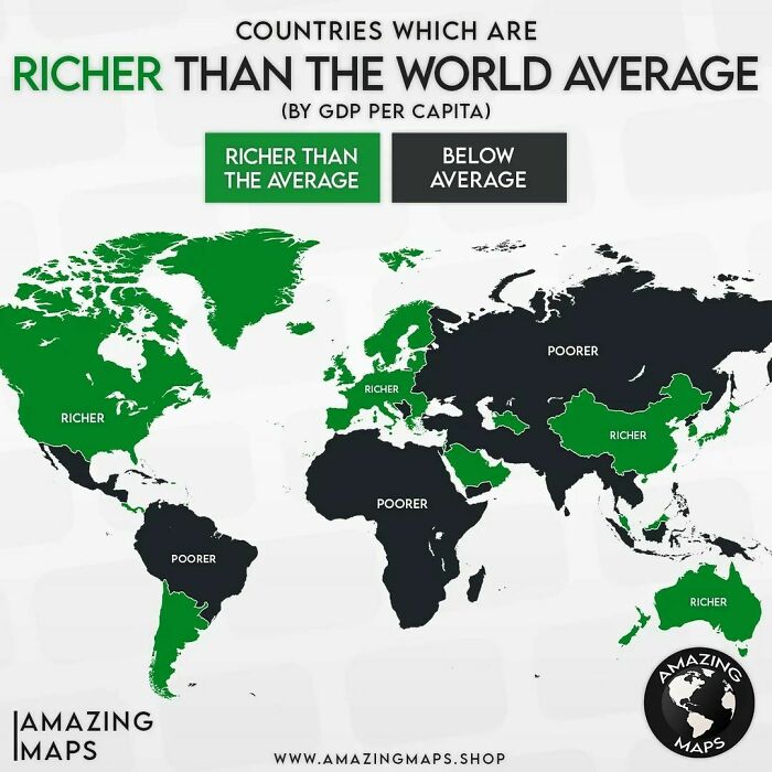 Countries Which Are Richer Than The World Average