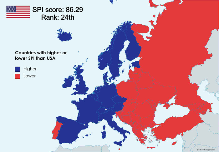 European Countries Rated As More Progressive Than USA By The Social Progress Index