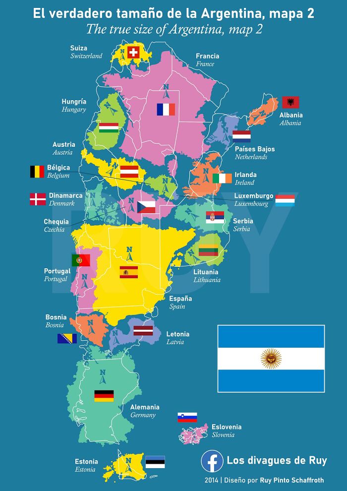 El verdadero tamaño de Argentina, mapa 2