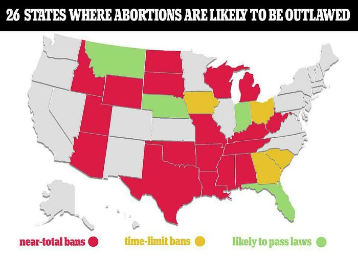 The 26 States Where Abortion Will Likely Become Illegal After Scotus Overturns Roe vs. Wade