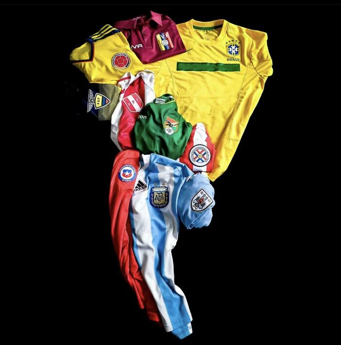South America Map, But With Each Country National Football Team’s Shirt