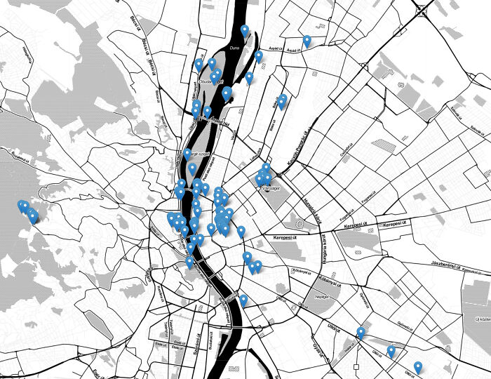 Map Of Public Spots In Budapest Where Adult Videos Were Shot